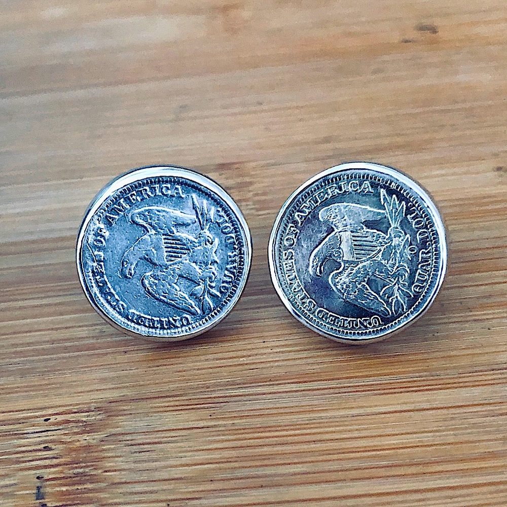 $126  Vintage Sitting Liberty & Sterling Estate Cufflinks  Dates - 1856 & 1858 - Picture 7 of 9